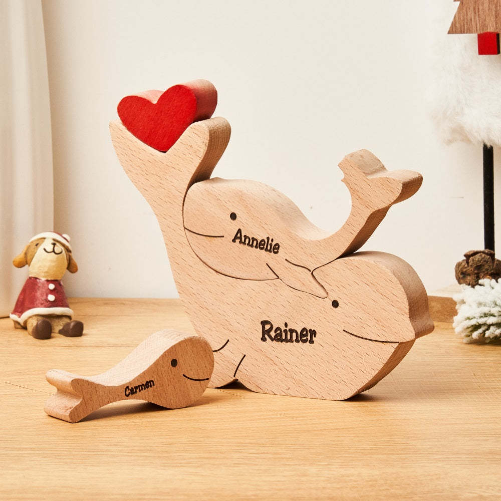 Custom Names Wooden Dolphins Family Puzzle Home Decor Christmas Gifts - soufeelmy