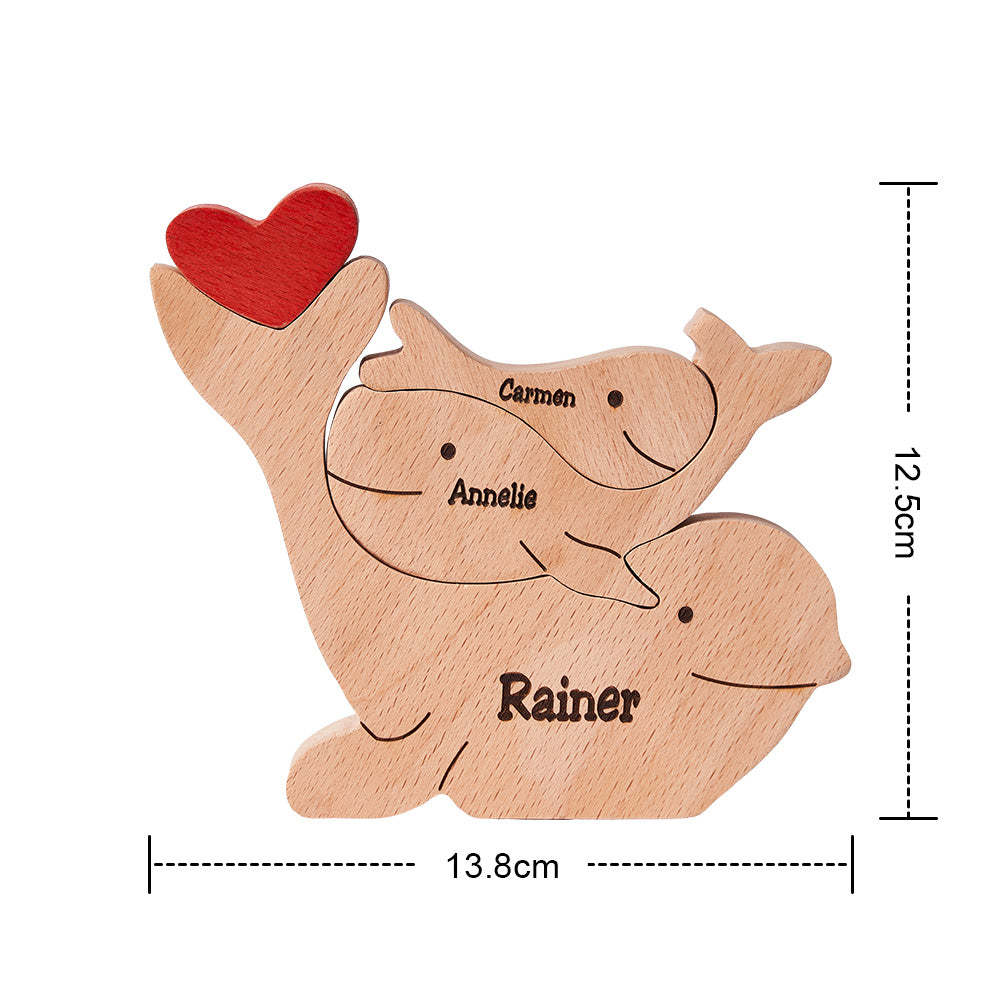 Custom Names Wooden Dolphins Family Puzzle Home Decor Christmas Gifts - soufeelmy