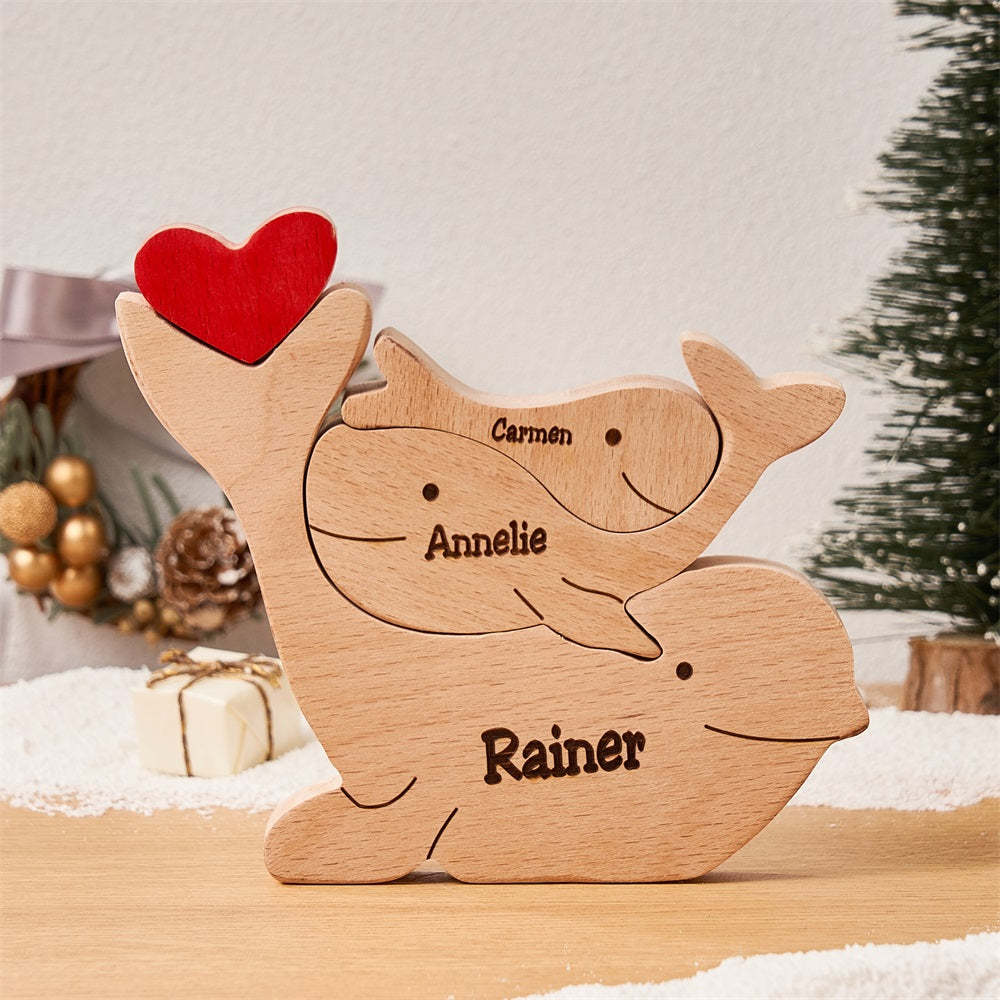Custom Names Wooden Dolphins Family Puzzle Home Decor Christmas Gifts - soufeelmy