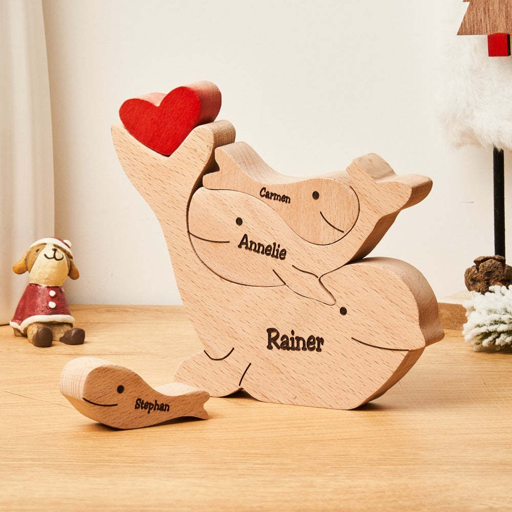 Custom Names Wooden Dolphins Family Puzzle Home Decor Christmas Gifts - soufeelmy
