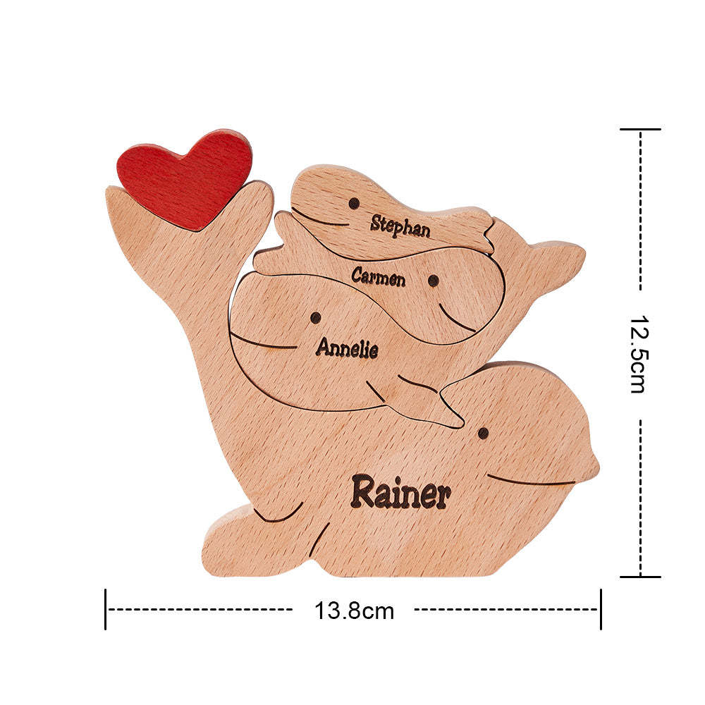 Custom Names Wooden Dolphins Family Puzzle Home Decor Christmas Gifts - soufeelmy