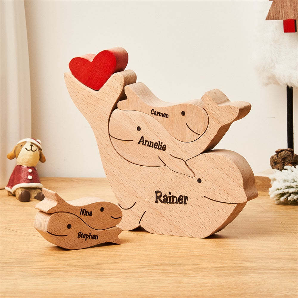 Custom Names Wooden Dolphins Family Puzzle Home Decor Christmas Gifts - soufeelmy