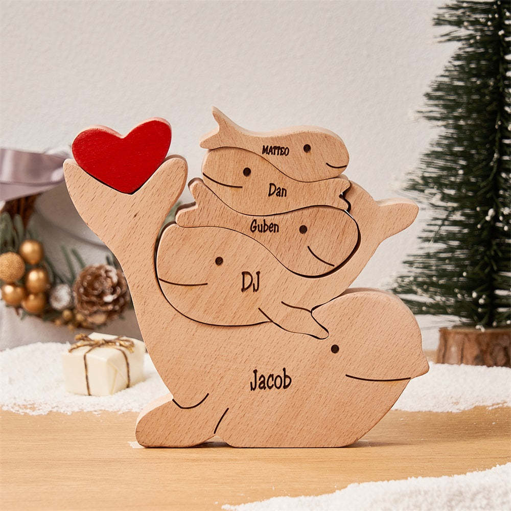 Custom Names Wooden Dolphins Family Puzzle Home Decor Christmas Gifts - soufeelmy