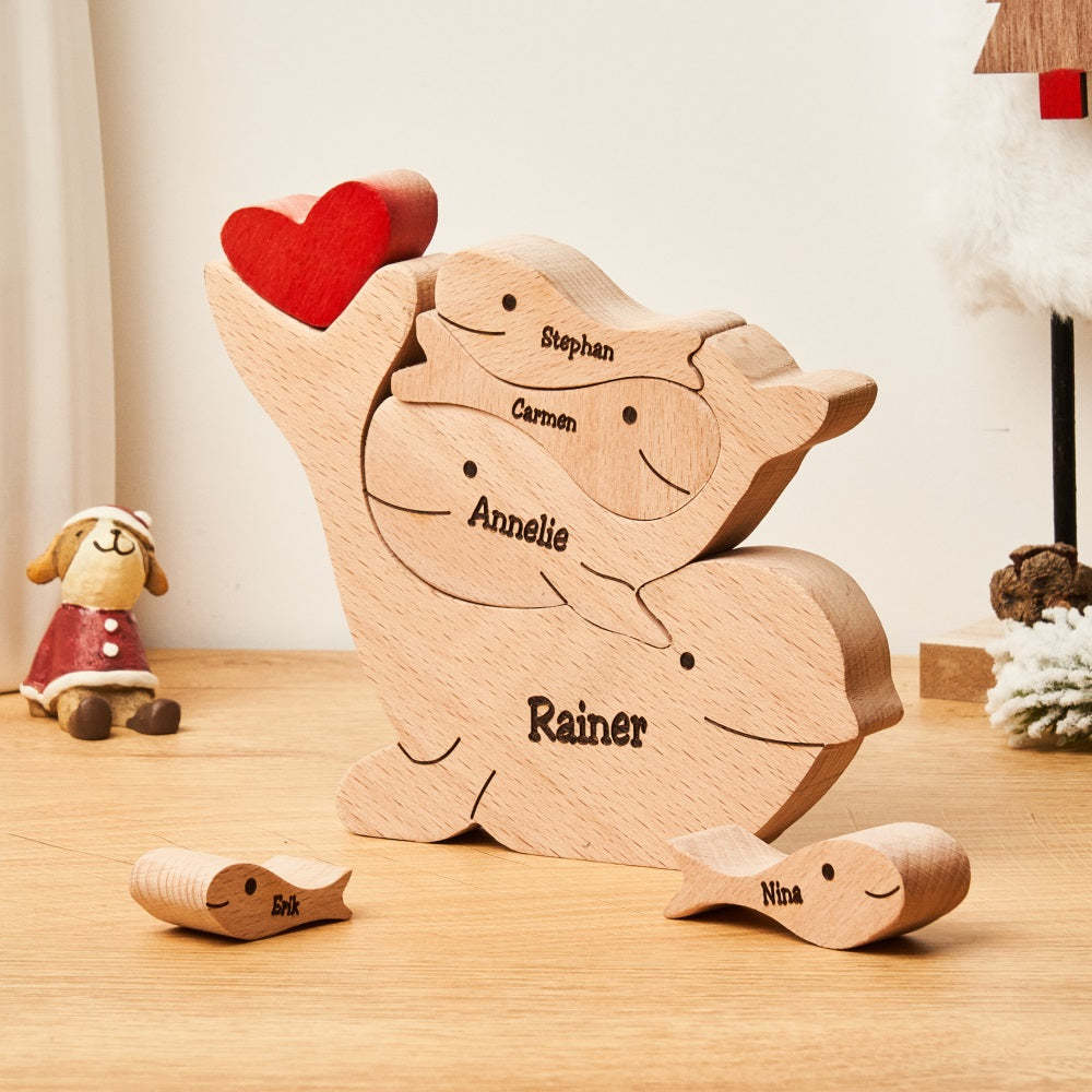 Custom Names Wooden Dolphins Family Puzzle Home Decor Christmas Gifts - soufeelmy