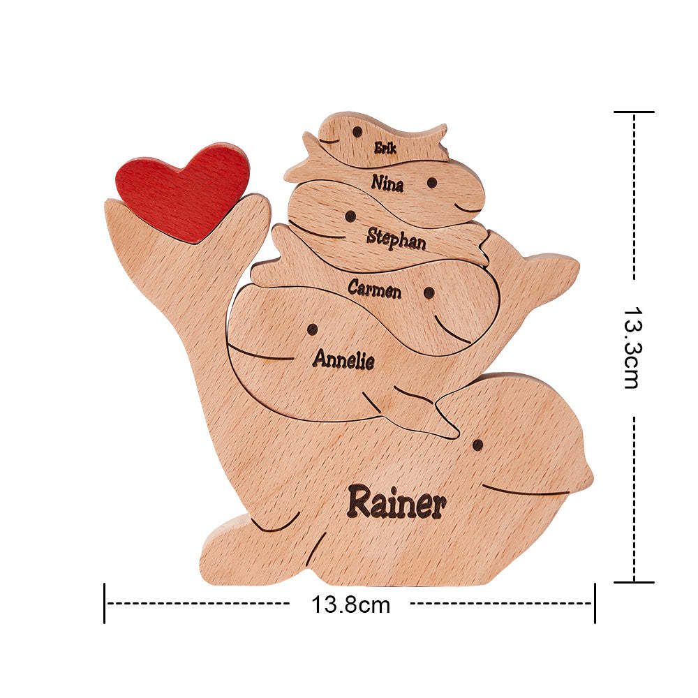 Custom Names Wooden Dolphins Family Puzzle Home Decor Christmas Gifts - soufeelmy