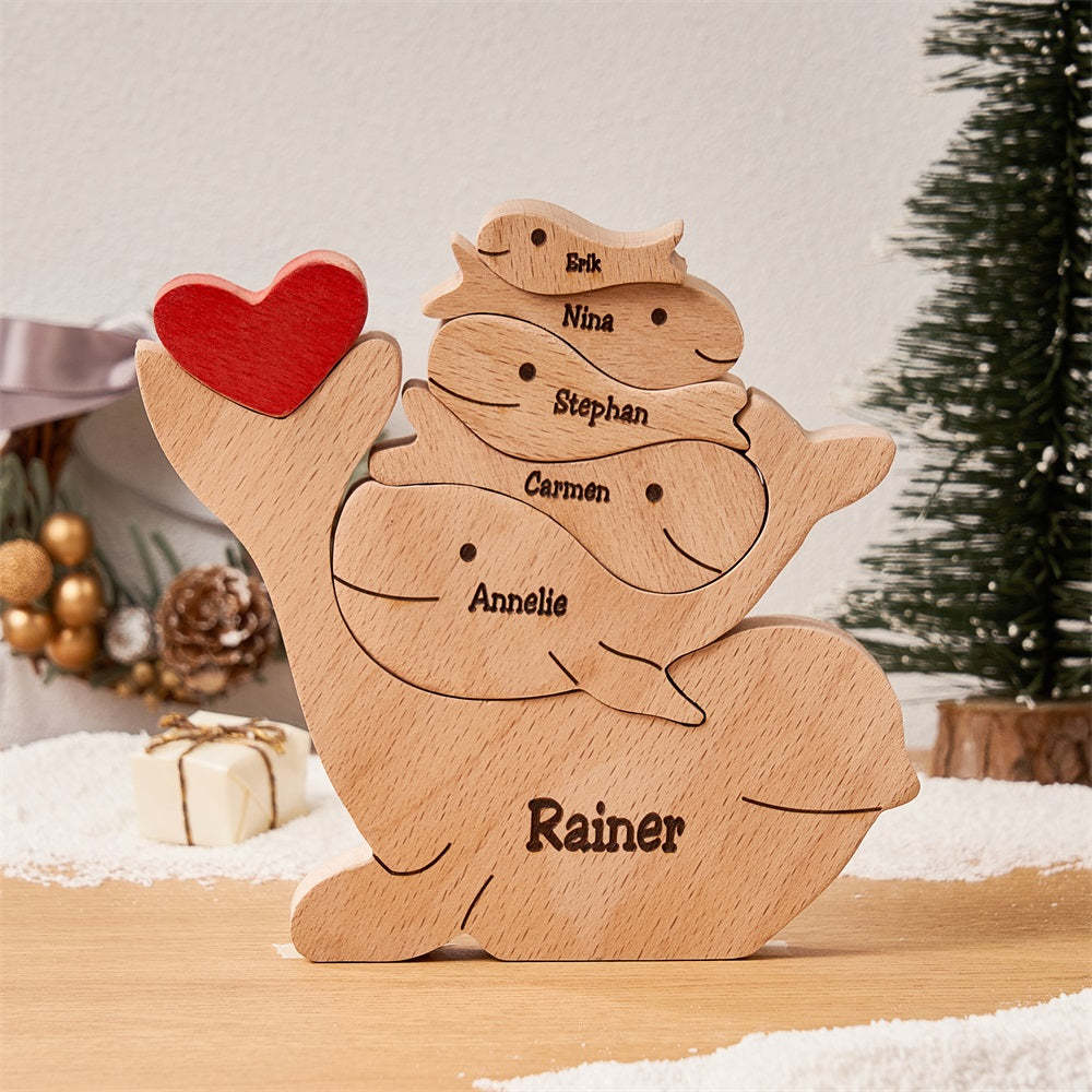Custom Names Wooden Dolphins Family Puzzle Home Decor Christmas Gifts - soufeelmy