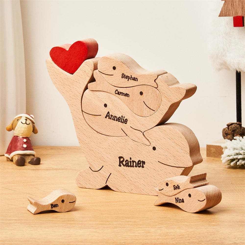 Custom Names Wooden Dolphins Family Puzzle Home Decor Christmas Gifts - soufeelmy
