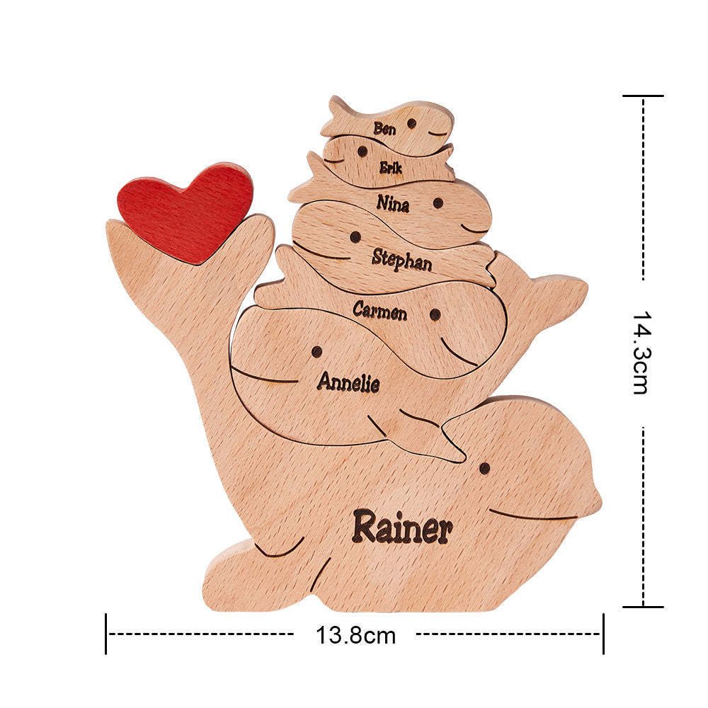 Custom Names Wooden Dolphins Family Puzzle Home Decor Christmas Gifts - soufeelmy