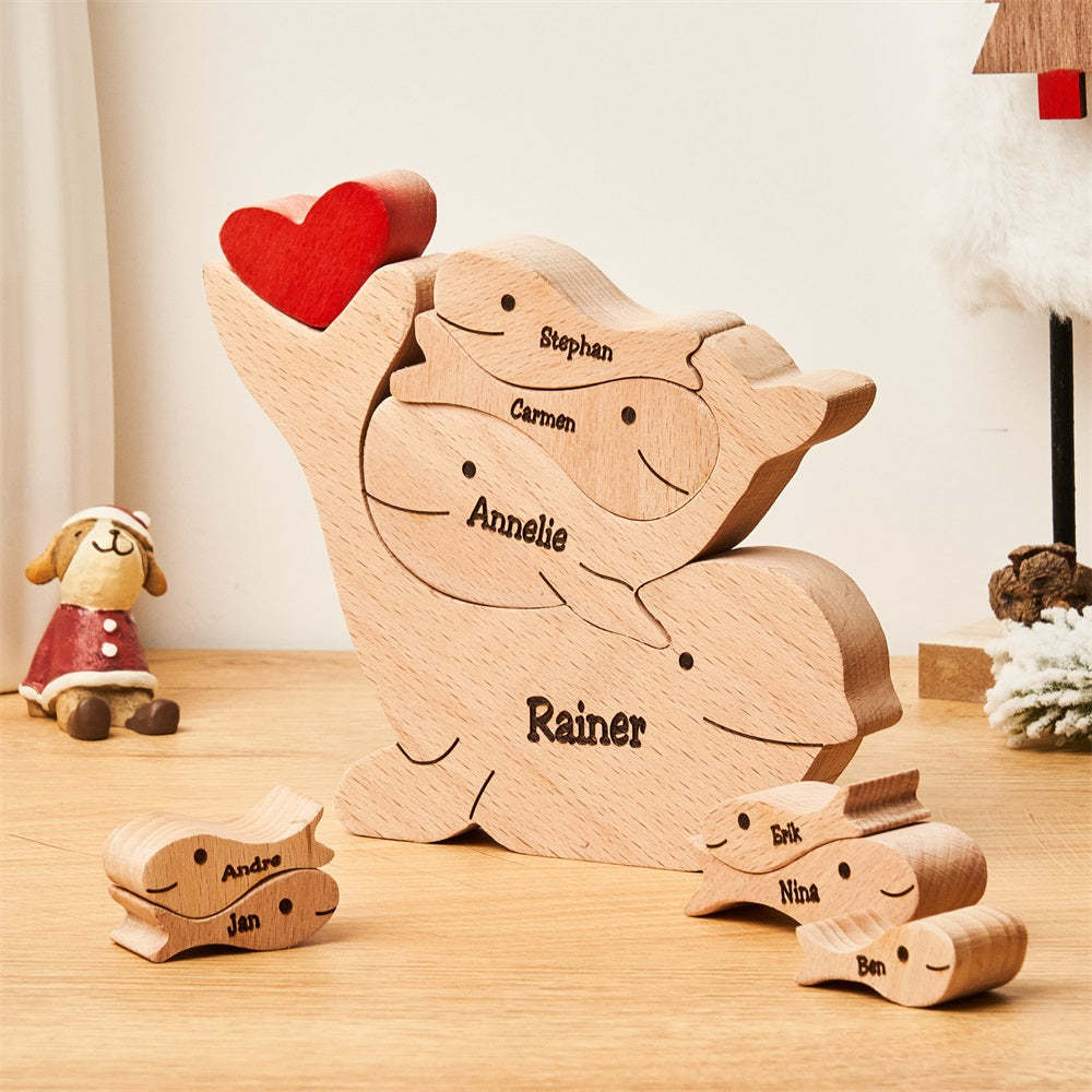 Custom Names Wooden Dolphins Family Puzzle Home Decor Christmas Gifts - soufeelmy