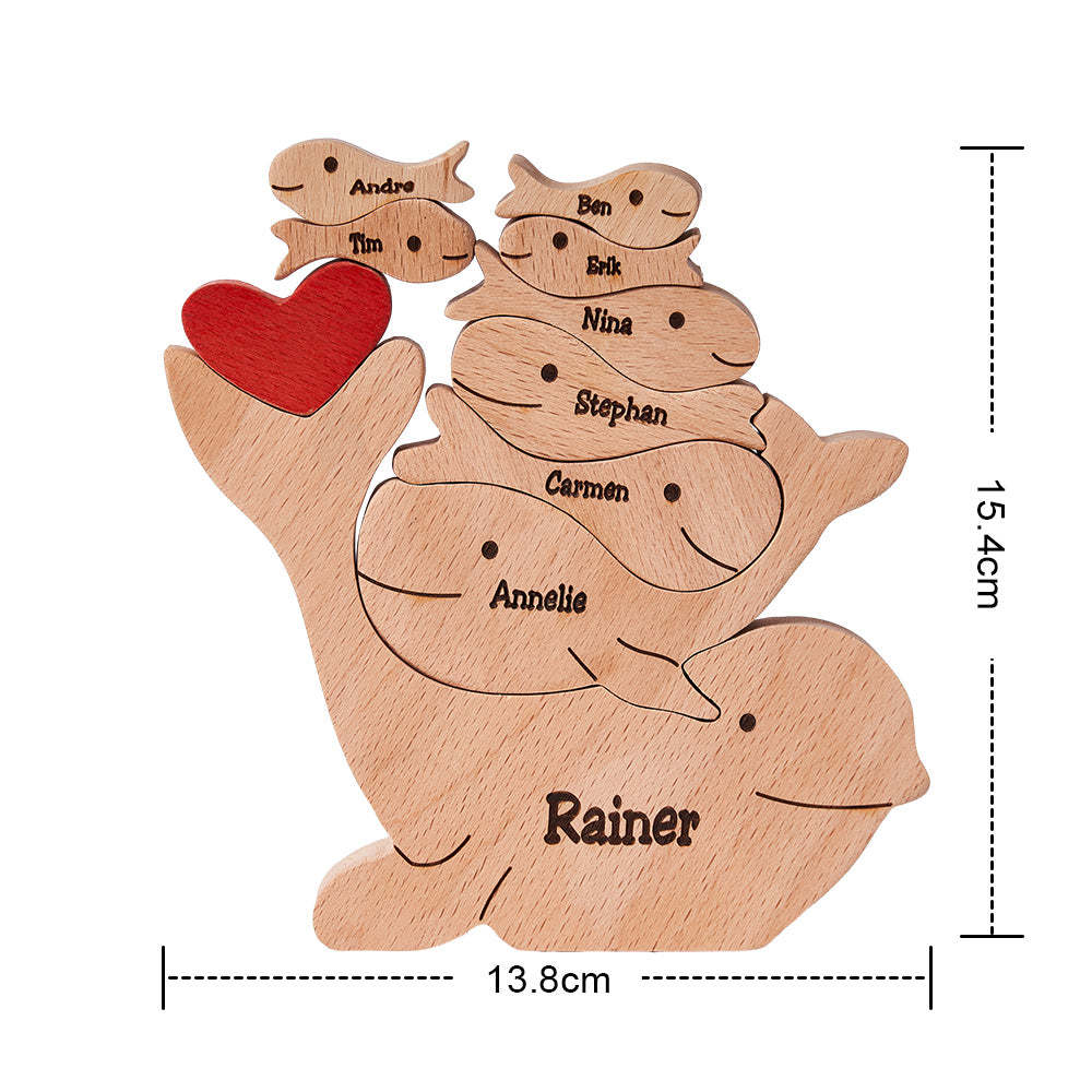 Custom Names Wooden Dolphins Family Puzzle Home Decor Christmas Gifts - soufeelmy