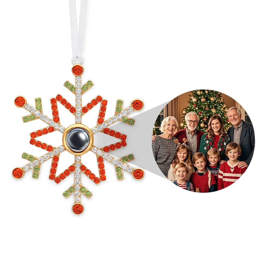Custom Pearl Snowflake Silver Photo Ornament Projection Ornament Christmas Gifts - soufeelmy