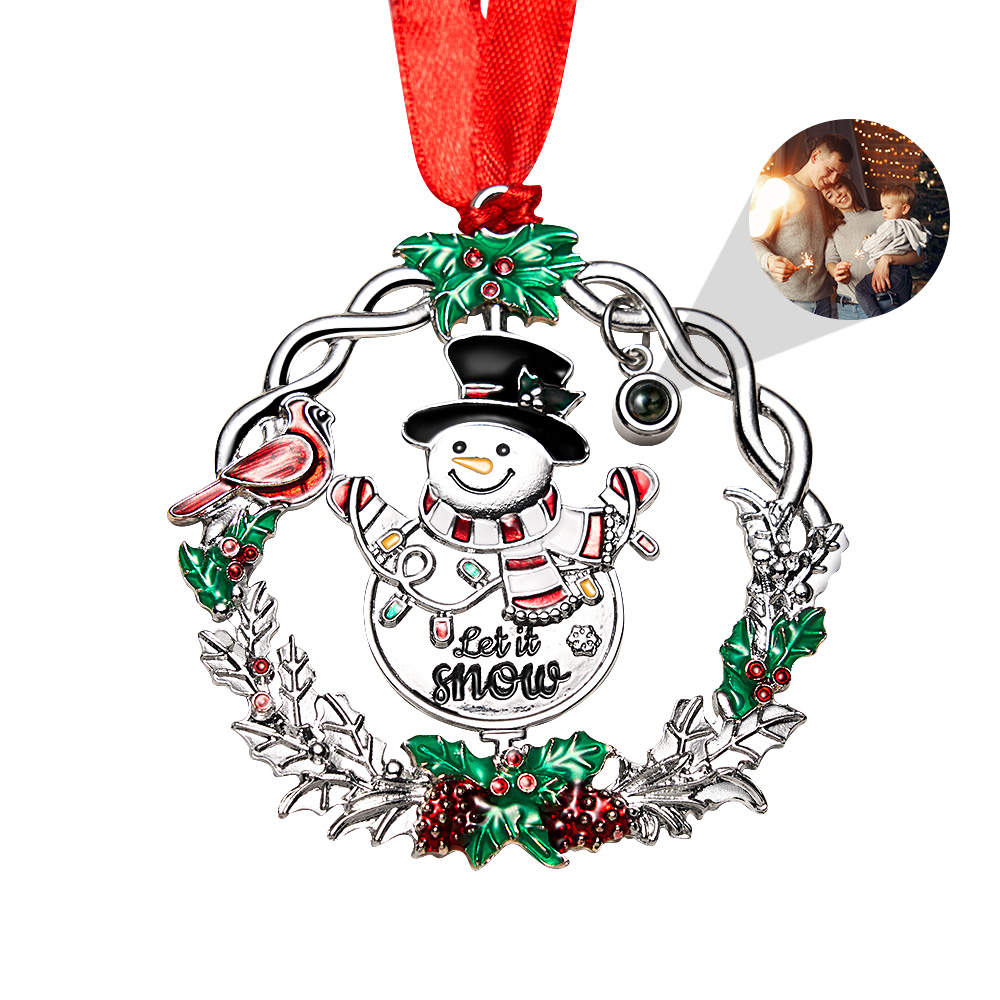 Personalized Photo Projection Ornaments Spinning Snowman 2024 Christmas Gifts - soufeelmy