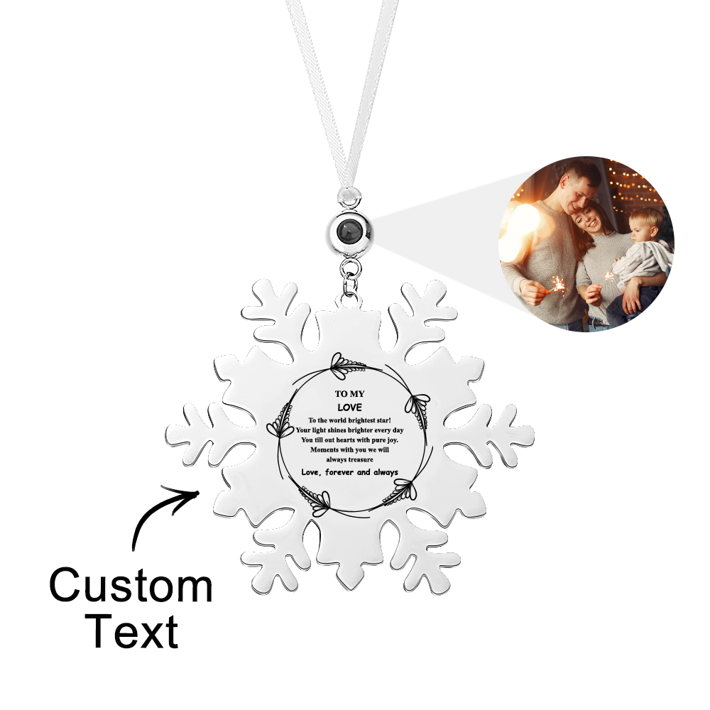 Personalized Photo and Text Snowflake Projection Ornaments Christmas Tree Decoration Engraving Ornaments for Christmas Gifts - soufeelmy