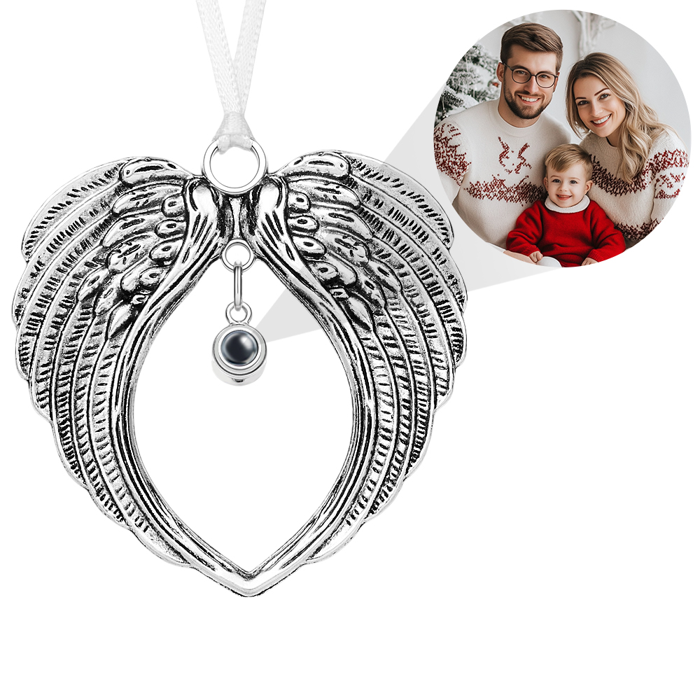 Personalized Photo Projection Ornaments Wings Memorial Christmas Tree Ornaments Christmas Gifts - soufeelmy