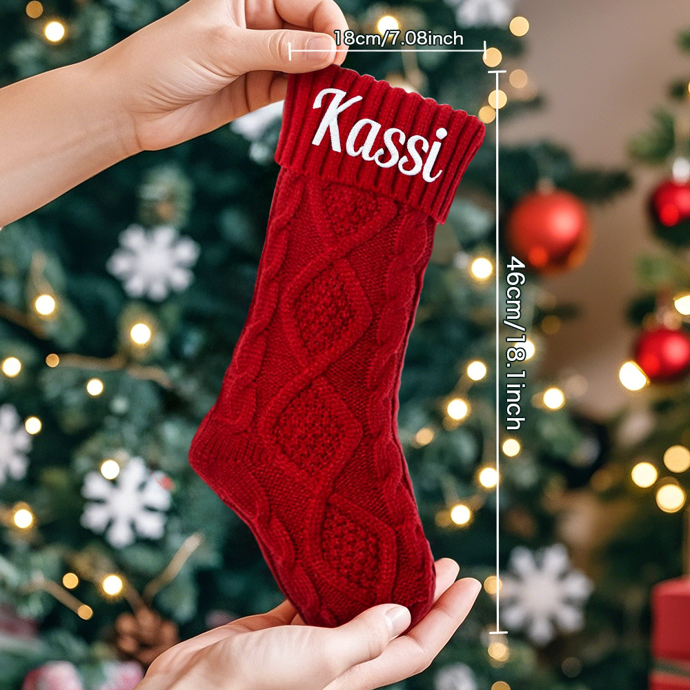 Personalized Christmas Stocking Custom Name Family Knitted Decoration Socks Ornament For Family For Kids (1 pcs) - soufeelmy