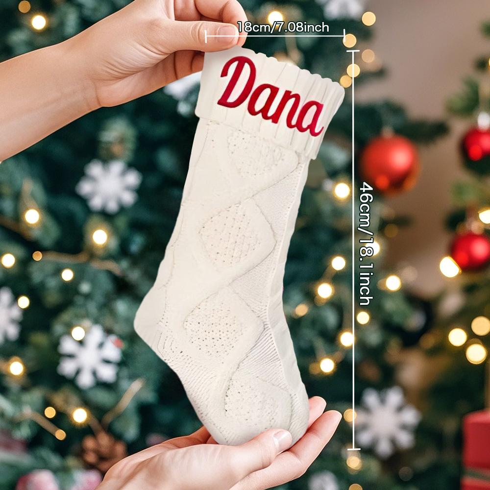 Personalized Christmas Stocking Custom Name Family Knitted Decoration Socks Ornament For Family For Kids (1 pcs) - soufeelmy