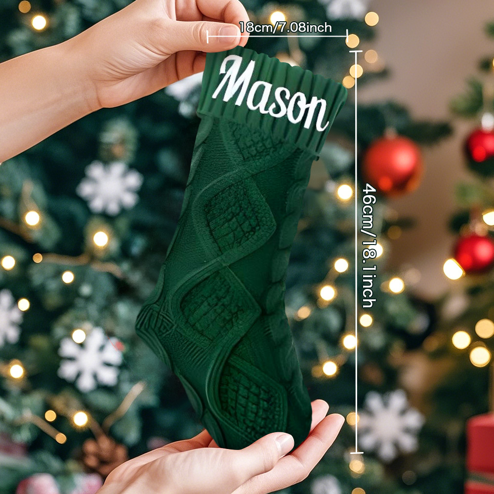 Personalized Christmas Stocking Custom Name Family Knitted Decoration Socks Ornament For Family For Kids (1 pcs) - soufeelmy