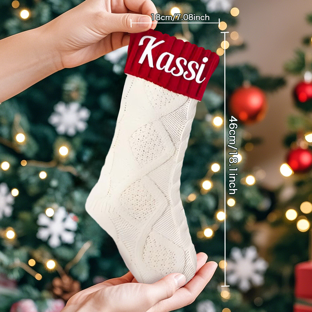 Personalized Christmas Stocking Custom Name Family Knitted Decoration Socks Ornament For Family For Kids (1 pcs) - soufeelmy