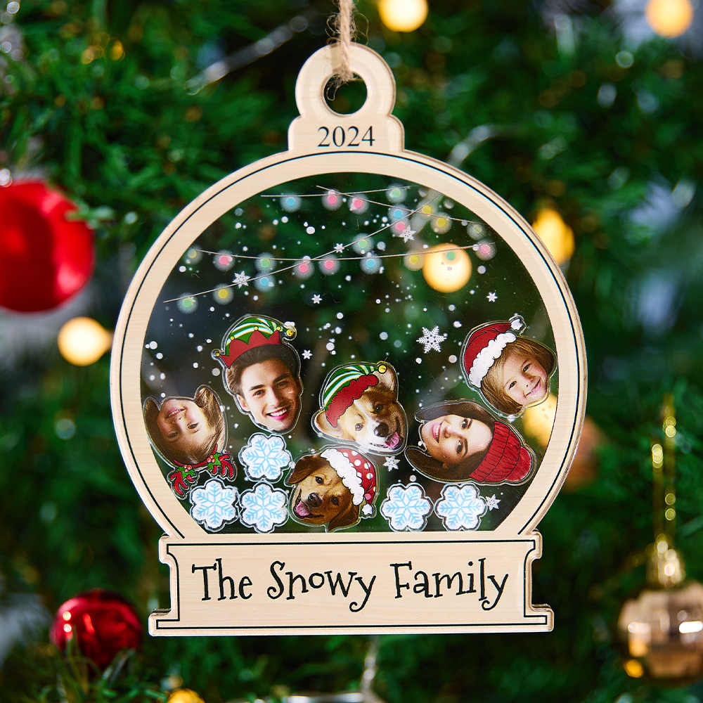 Personalized Shaker Photo Ornament Christmas Gift For Family Cute Family Face Photo - soufeelmy