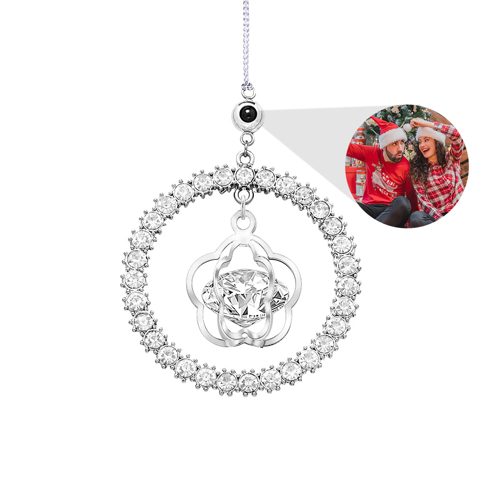 Personalized Photo Projection Ornaments Sun Moon Circle Style Ornaments Christmas Pendants Tree Decoration Ornaments for Christmas Gifts - soufeelmy