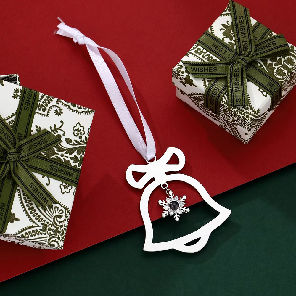 Personalized Photo Ornament Projection Ornaments Hanging Christmas Bell Christmas Ornaments with Picture Inside Memorial Gifts - soufeelmy