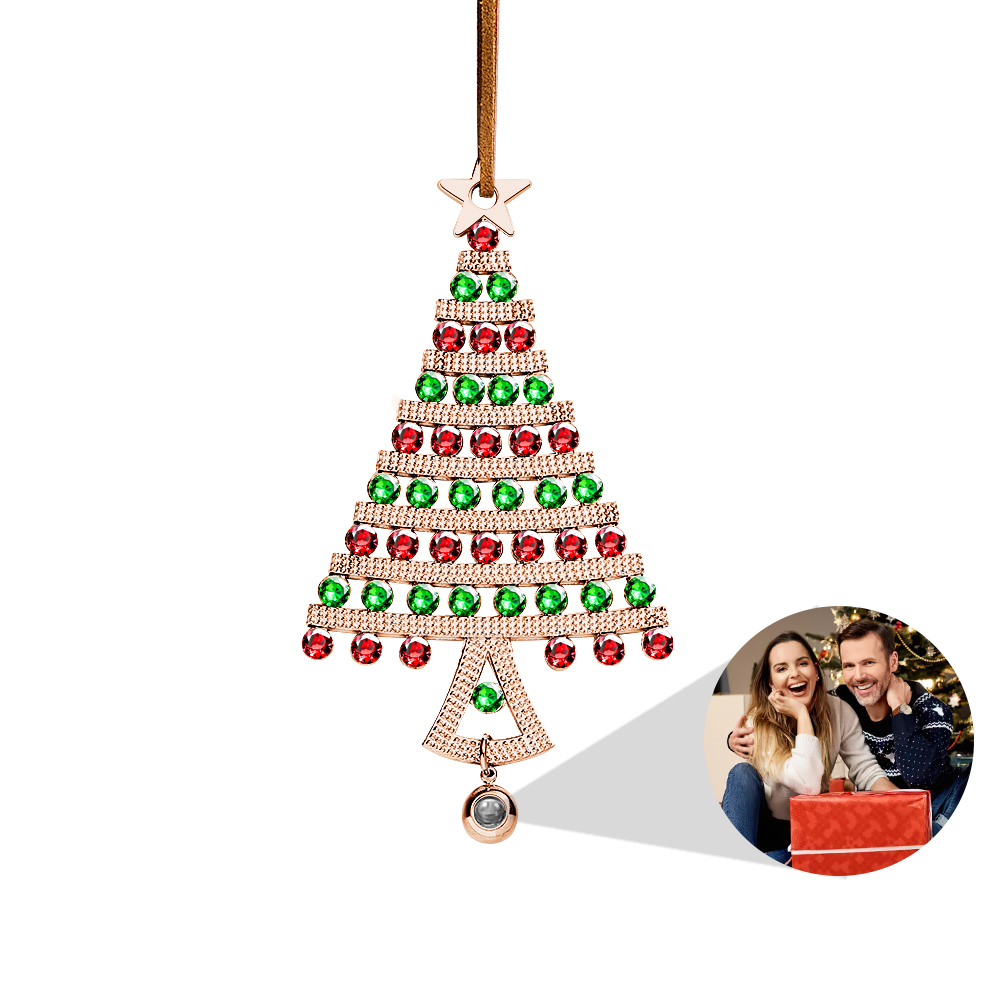 Personalized Photo Projection Ornaments Diamond Christmas Tree Shape Ornaments Christmas Tree Decoration Ornaments for Christmas Gifts - soufeelmy