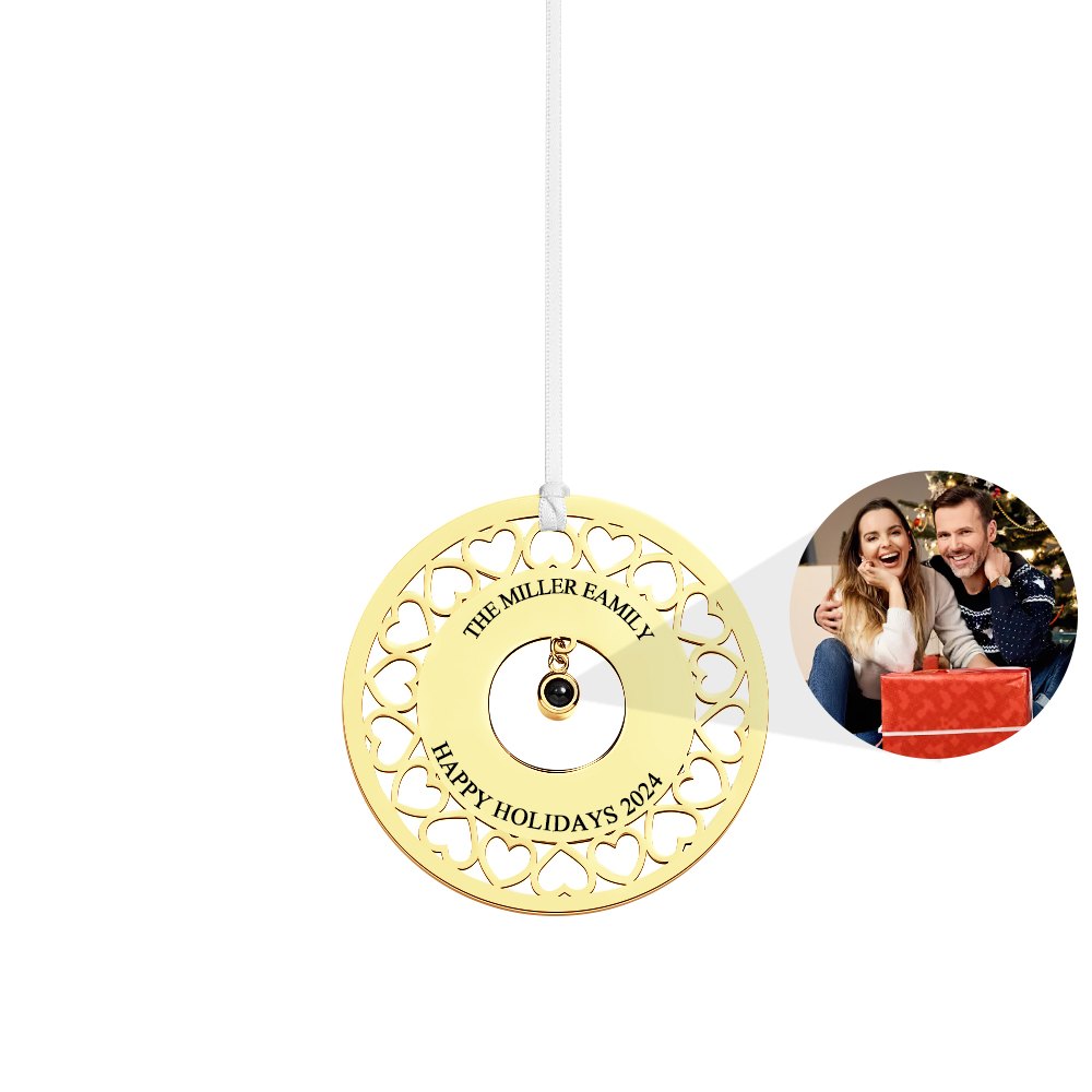 Personalized Photo Projection Ornaments Custom Photo and Text Ornaments Christmas Tree Decoration Ornaments for Christmas Gifts