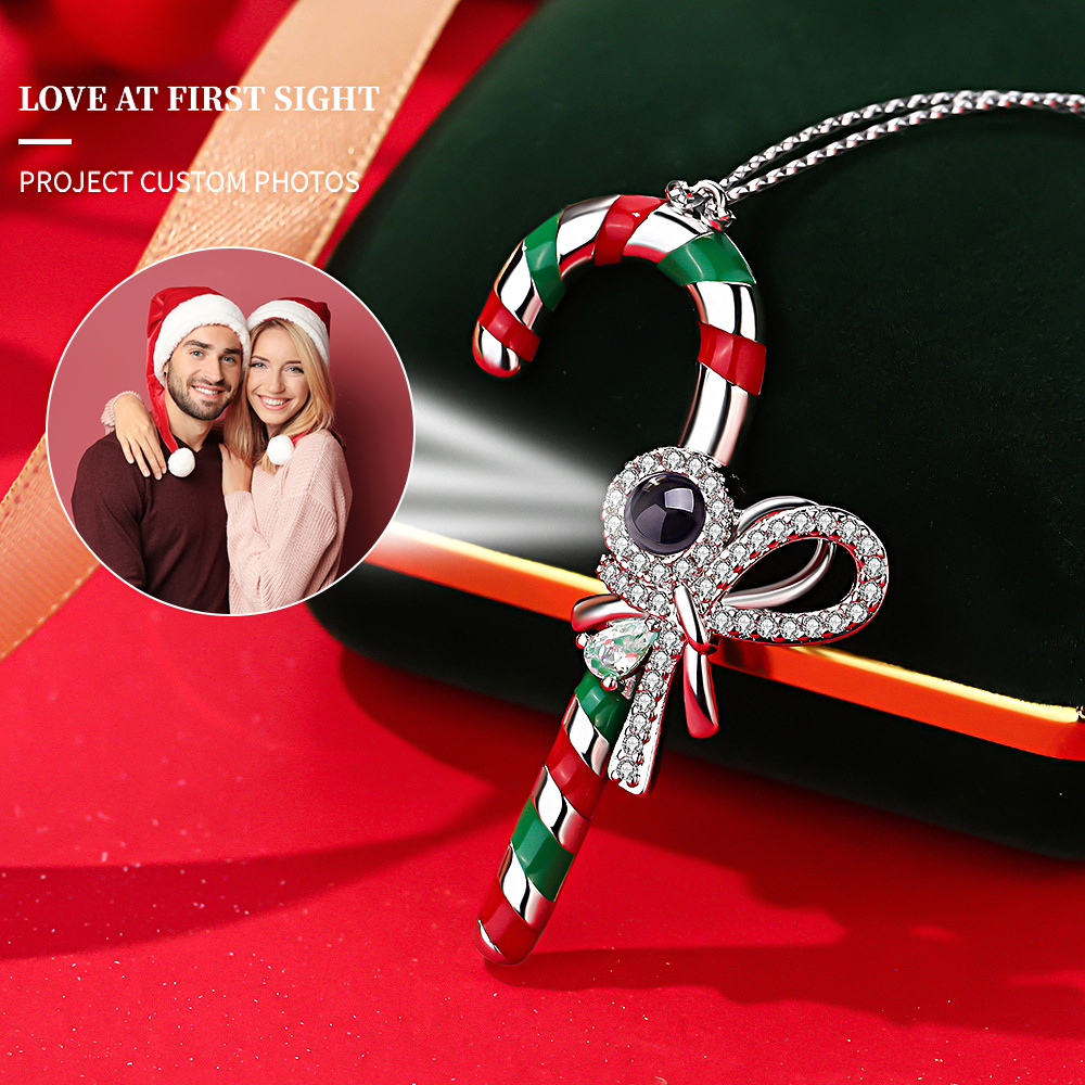 Personalized Photo Projection Ornaments Christmas Candy Cane Christmas Gifts - soufeelmy