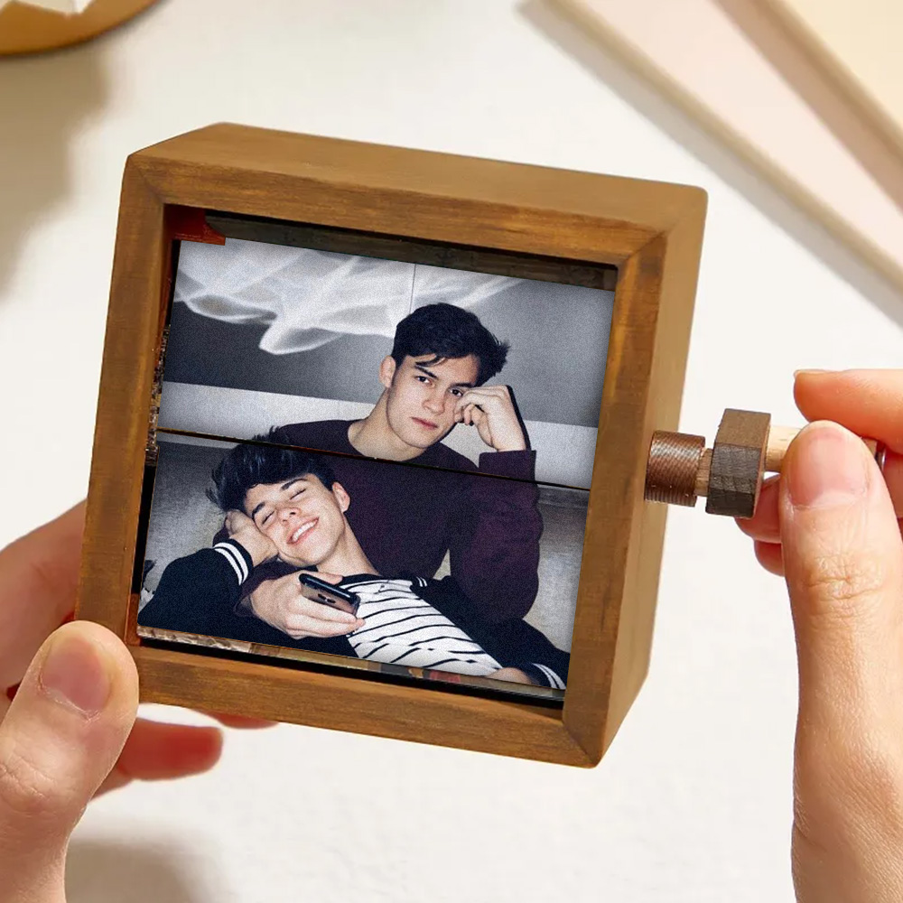 Custom Photo Flipbook Frame Animation Machine Mechanical Rainbow Hand-cranked Photo Album with Light Unique LGBT Pride Gift for Him & Him - soufeelmy