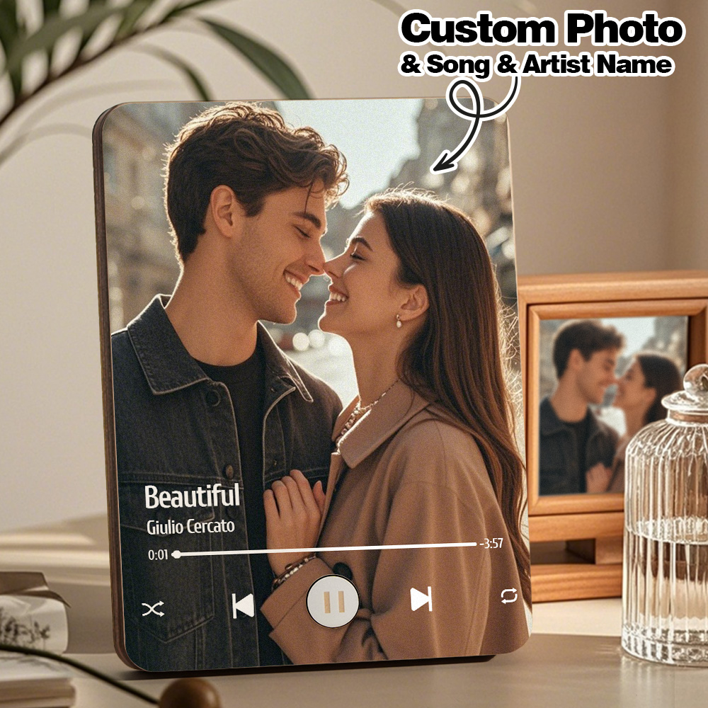 Custom Music Photo Frame That Plays Music Without Cell Phone Wooden Music Record Player Wedding Anniversary Gifts - soufeelmy