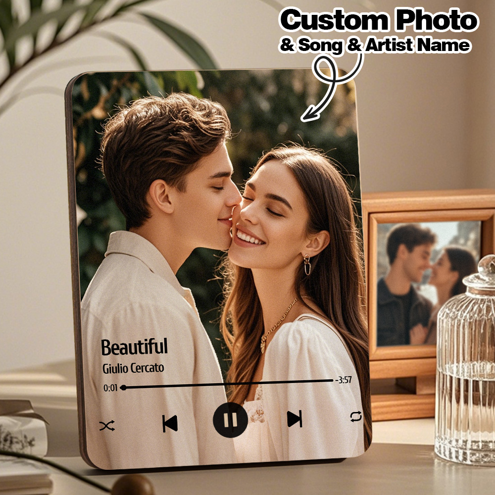 Custom Music Photo Frame That Plays Music Without Cell Phone Wooden Music Record Player Wedding Anniversary Gifts - soufeelmy