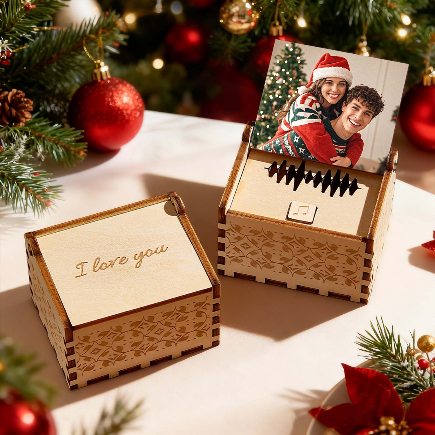 Custom Digital Music Box Any Song Tune or Voice Personalized Wooden Photo Music Box with Text Christmas Gifts - soufeelmy