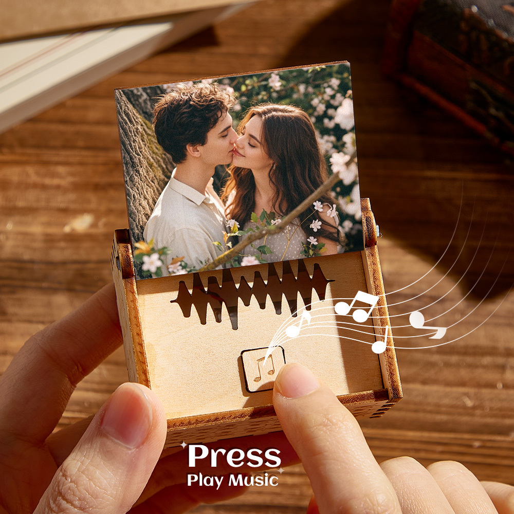 Custom Digital Music Box Any song Tune or Voice Personalized Wooden Photo Music Box with Text Anniversary Gifts - soufeelmy