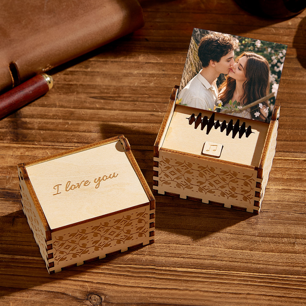 Custom Digital Music Box Any song Tune or Voice Personalized Wooden Photo Music Box with Text Anniversary Gifts - soufeelmy