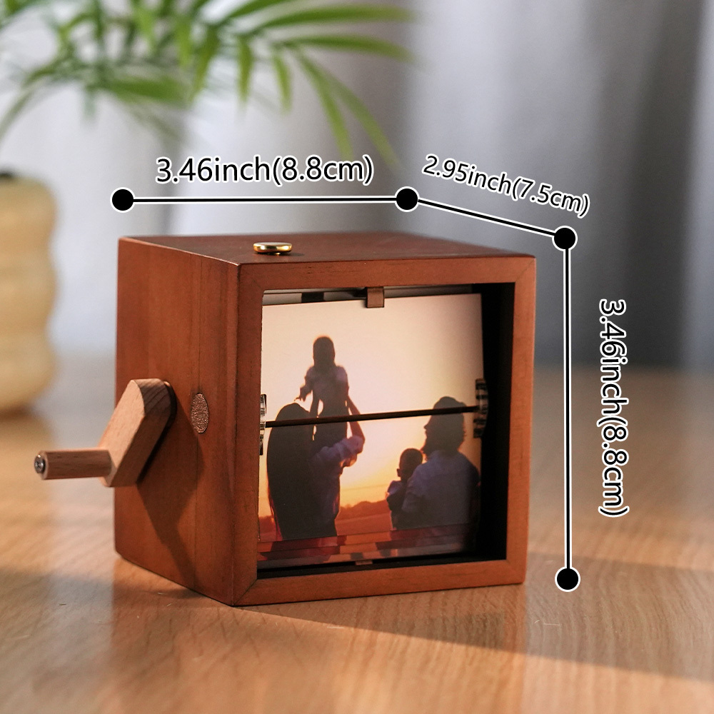 Custom Photo Flipbook Frame Animation 24 Pictures Machine Mechanical Hand-cranked Flipbook Box Photo Album with Light Black Walnut Anniversary Gifts - soufeelmy