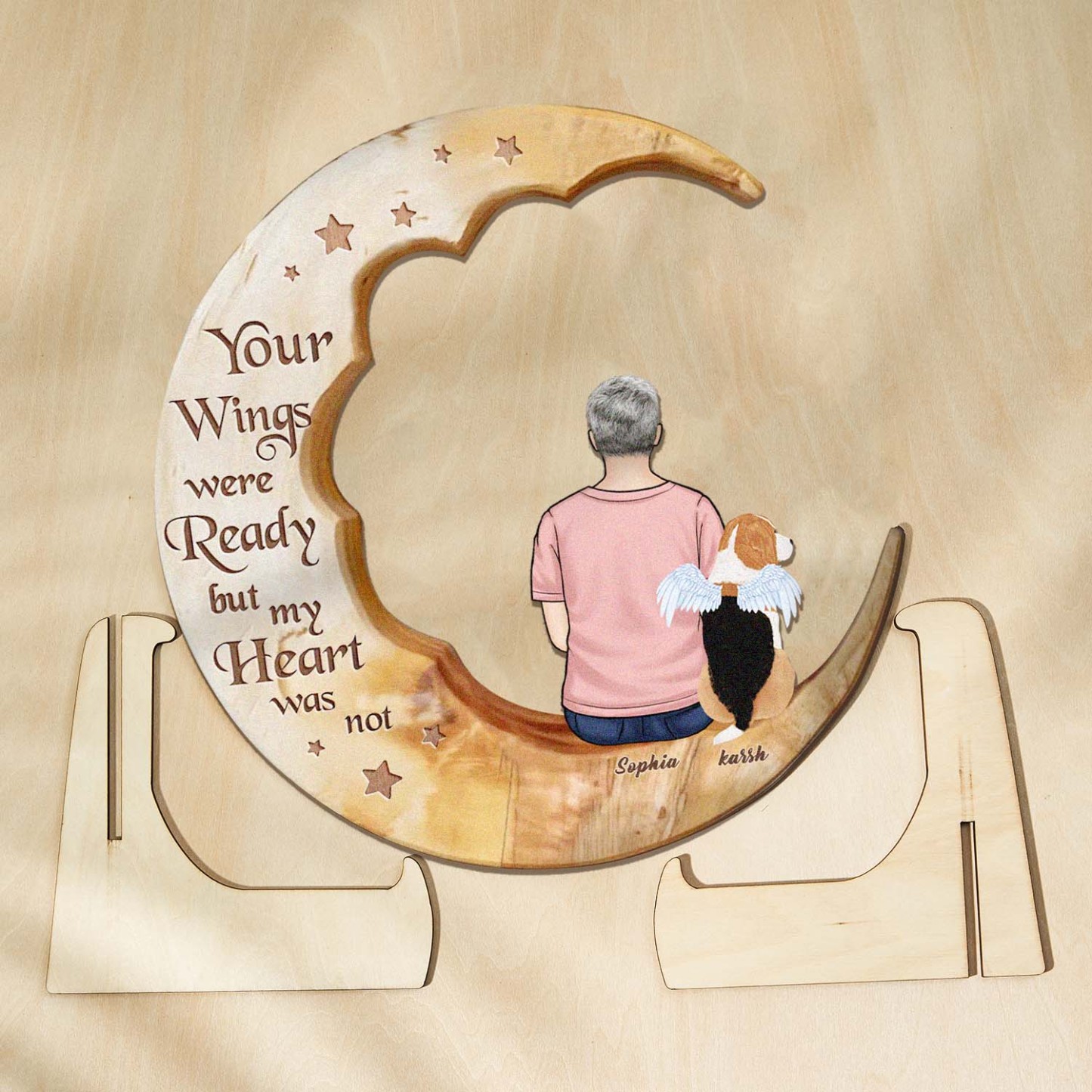 Custom Memorial Dog Moon Wooden Art Memorial Gift Idea for Cat Home Decorations - soufeelmy