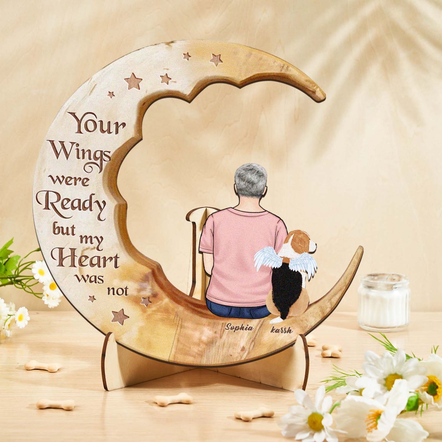 Custom Memorial Dog Moon Wooden Art Memorial Gift Idea for Cat Home Decorations - soufeelmy