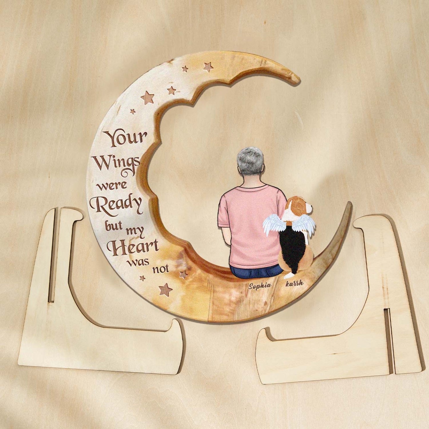 Custom Memorial Dog Moon Wooden Art Memorial Gift Idea for Cat Home Decorations - soufeelmy