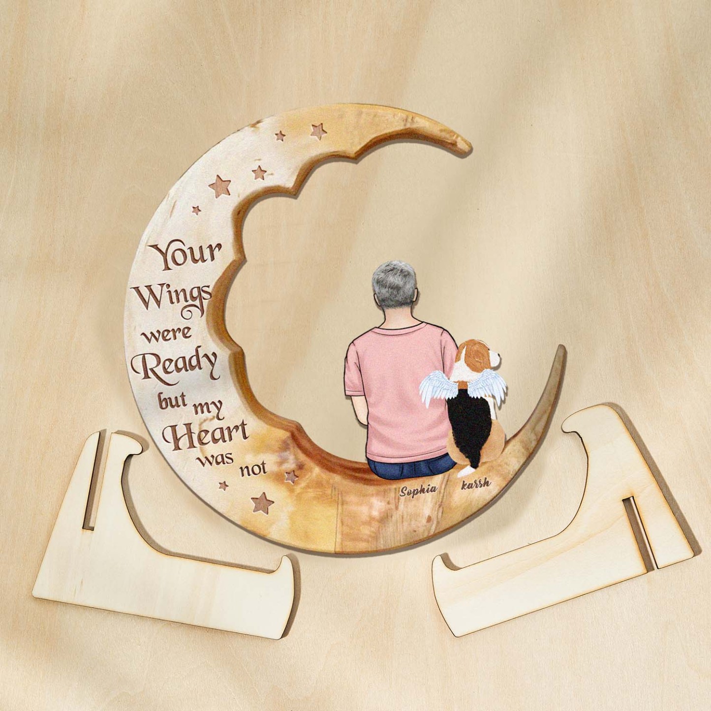 Custom Memorial Dog Moon Wooden Art Memorial Gift Idea for Cat Home Decorations - soufeelmy