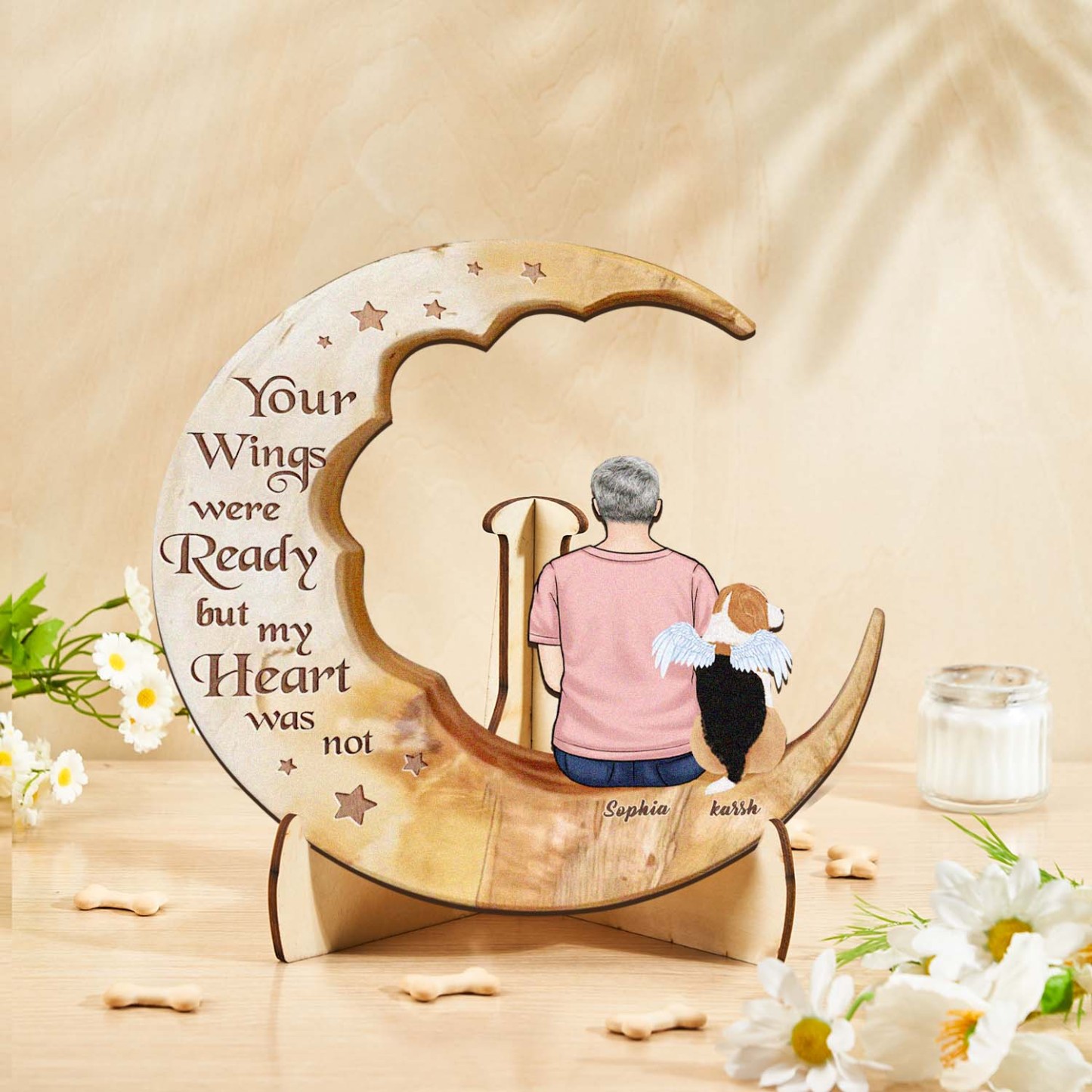 Custom Memorial Dog Moon Wooden Art Memorial Gift Idea for Cat Home Decorations - soufeelmy