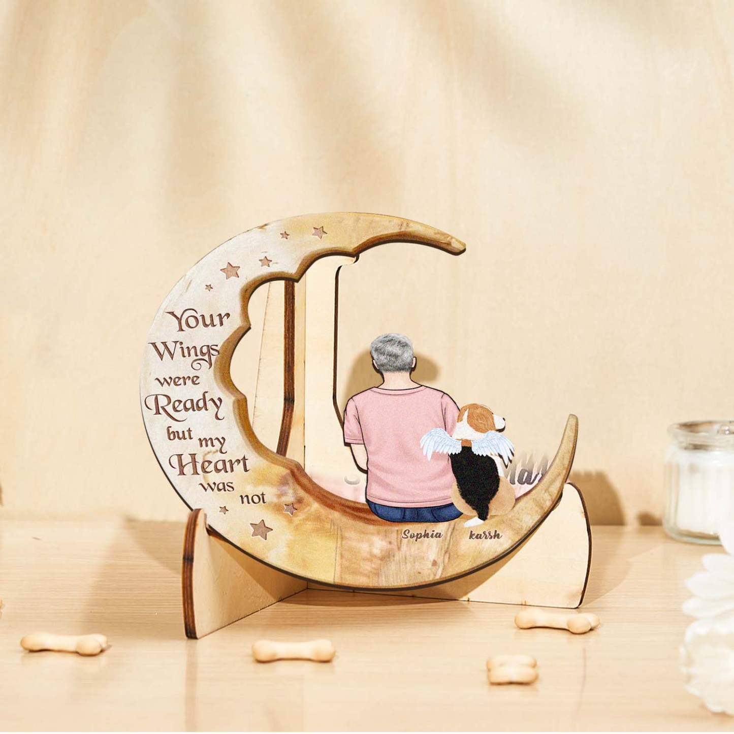 Custom Memorial Dog Moon Wooden Art Memorial Gift Idea for Cat Home Decorations - soufeelmy