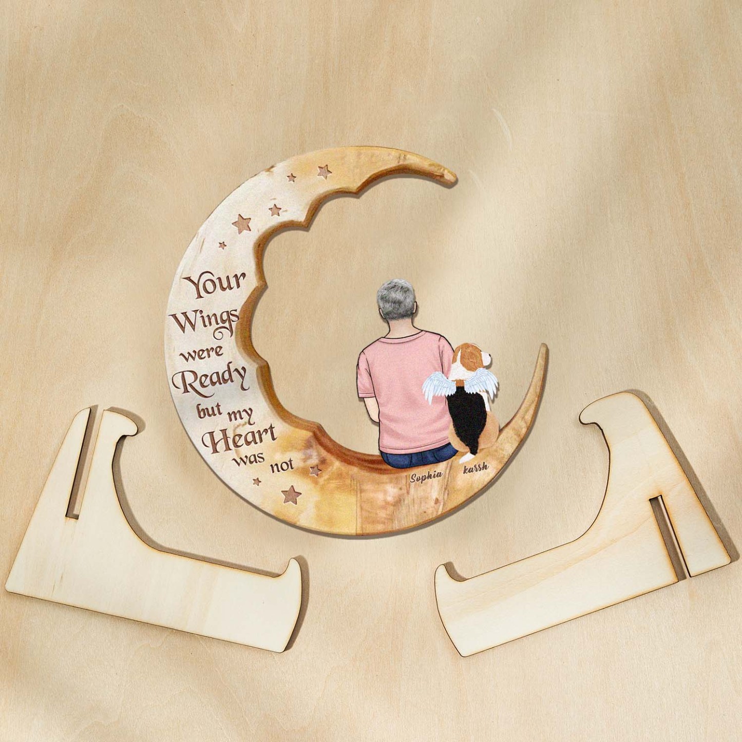 Custom Memorial Dog Moon Wooden Art Memorial Gift Idea for Cat Home Decorations - soufeelmy