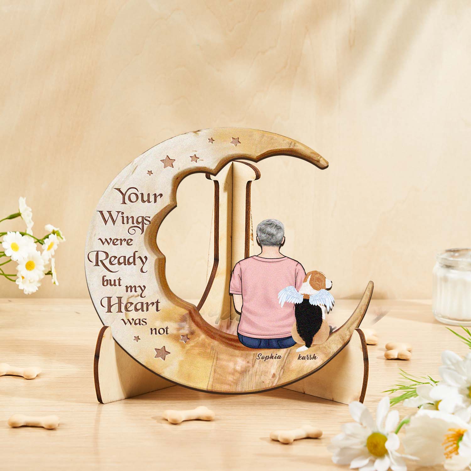 Custom Memorial Dog Moon Wooden Art Memorial Gift Idea for Cat Home Decorations - soufeelmy