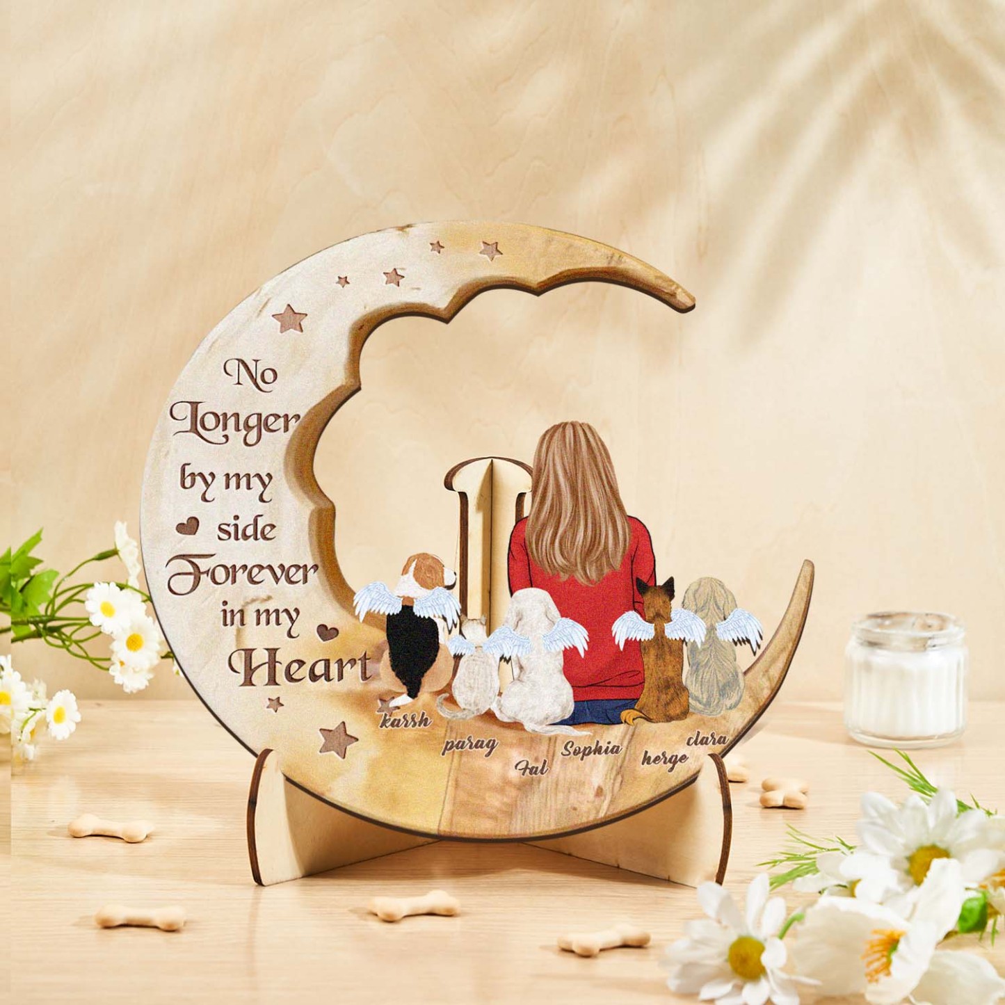 Custom Memorial Dog Moon Wooden Art Memorial Gift Idea for Cat Home Decorations - soufeelmy