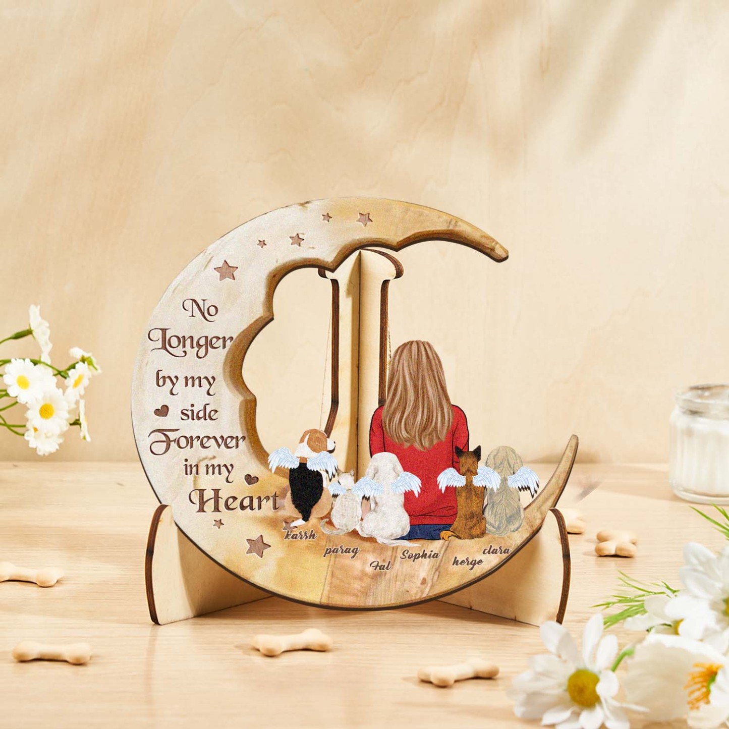 Custom Memorial Dog Moon Wooden Art Memorial Gift Idea for Cat Home Decorations - soufeelmy