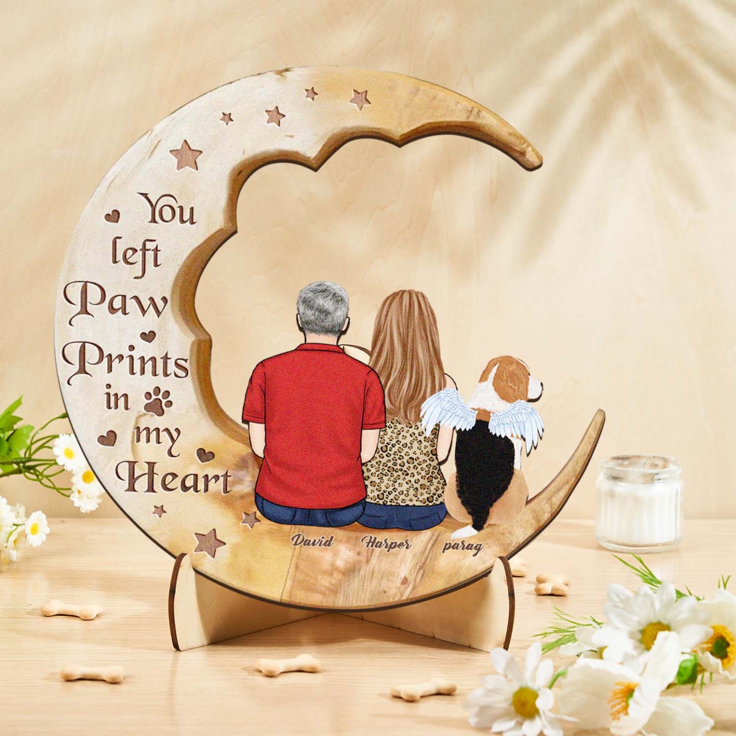 Custom Memorial Dog Moon Wooden Art Memorial Gift Idea for Cat Home Decorations - soufeelmy