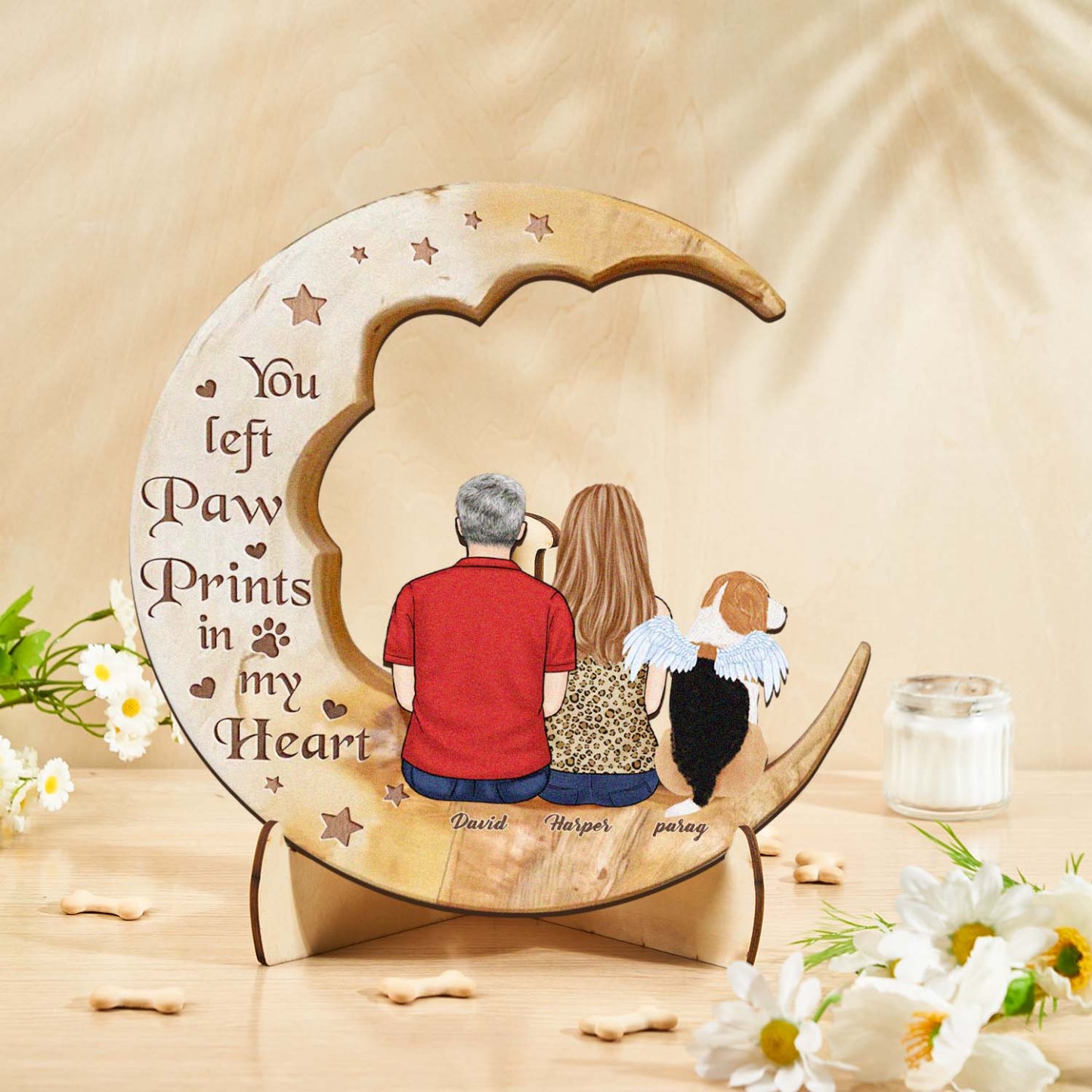 Custom Memorial Dog Moon Wooden Art Memorial Gift Idea for Cat Home Decorations - soufeelmy