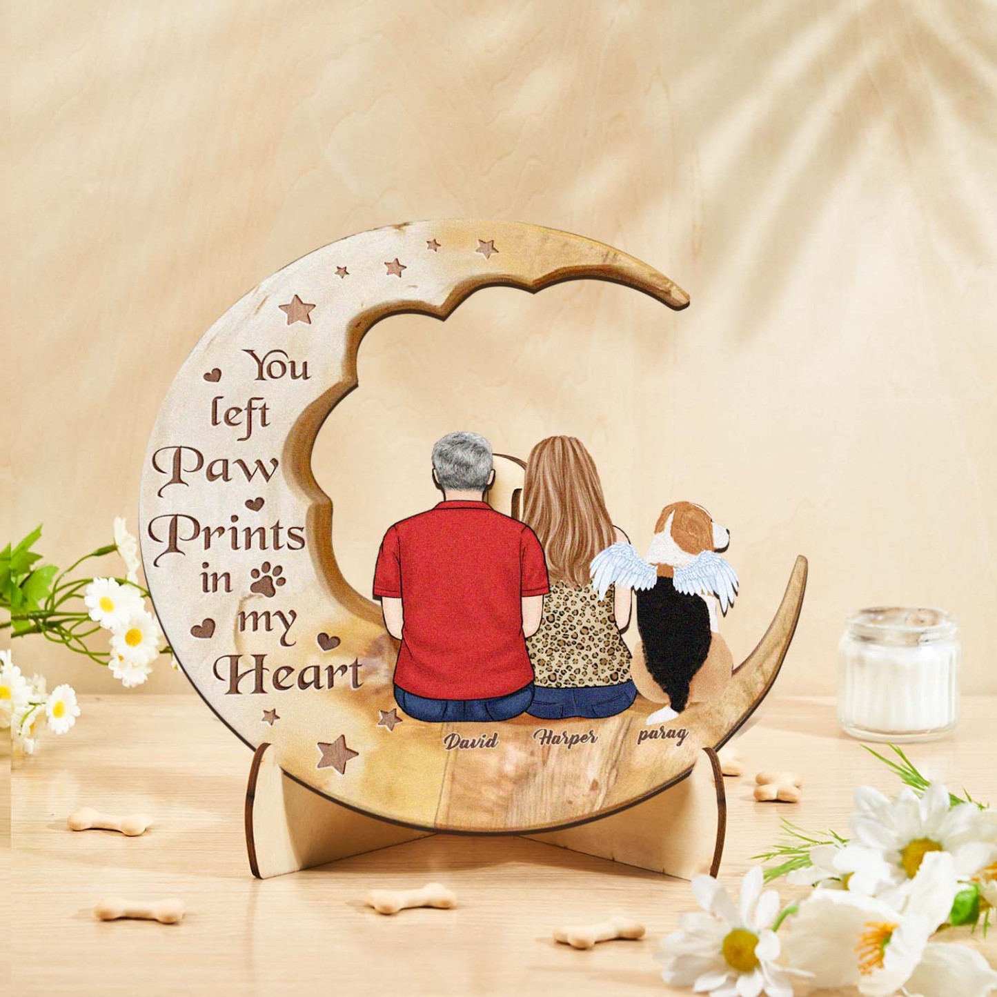 Custom Memorial Dog Moon Wooden Art Memorial Gift Idea for Cat Home Decorations - soufeelmy