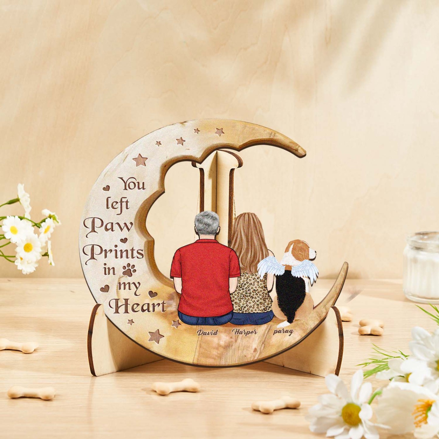 Custom Memorial Dog Moon Wooden Art Memorial Gift Idea for Cat Home Decorations - soufeelmy