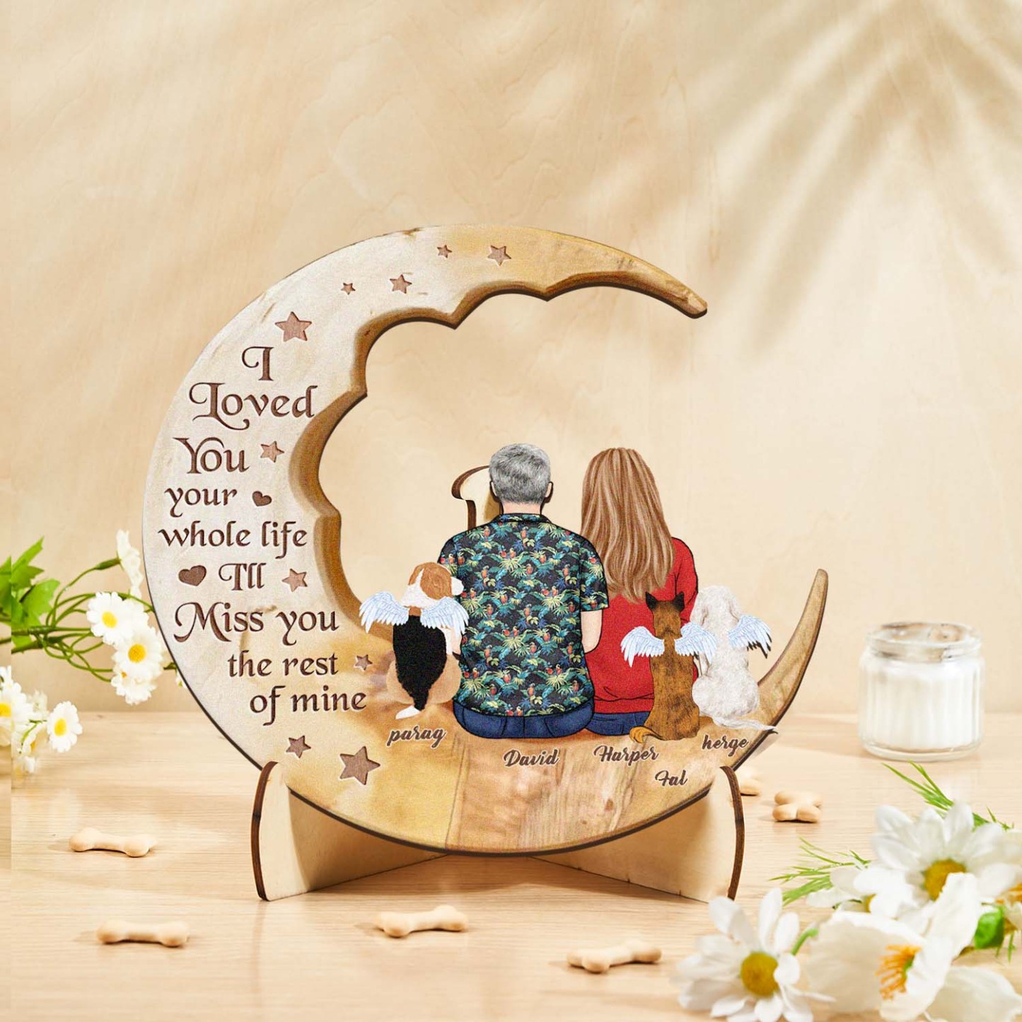 Custom Memorial Dog Moon Wooden Art Memorial Gift Idea for Cat Home Decorations - soufeelmy
